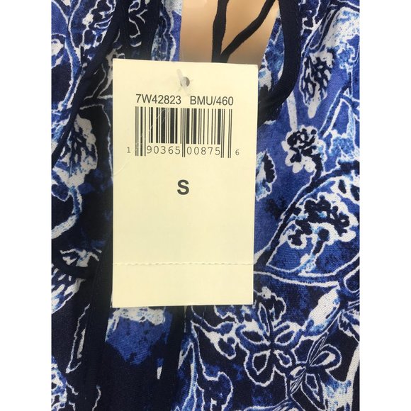 Lucky Brand Floral Boho Sleeveless Keyhole Maxi Dress Indigo Blue Small NEW - Picture 7 of 9